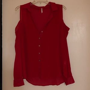 Red Button up long sleeve shirt